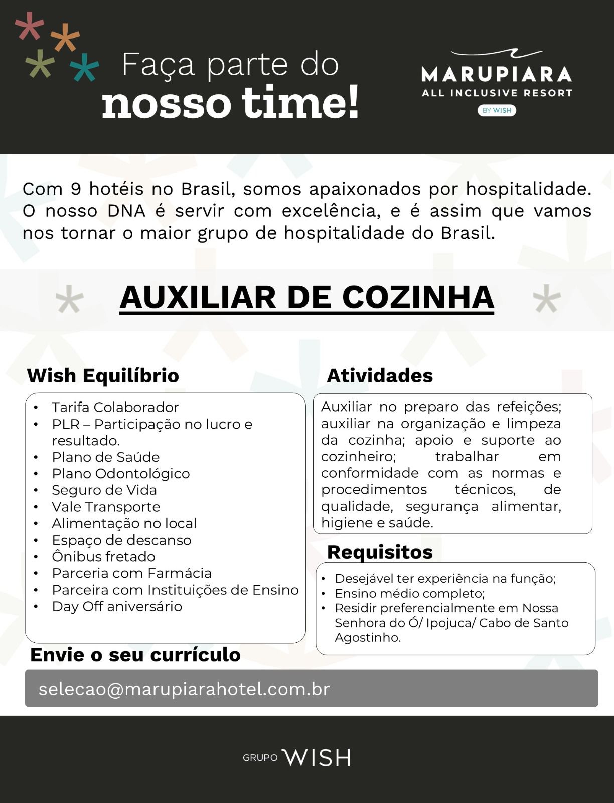 Vaga de Emprego - MARUPIARA - Sinthoresj - 140526 AUX. DE COZINHA